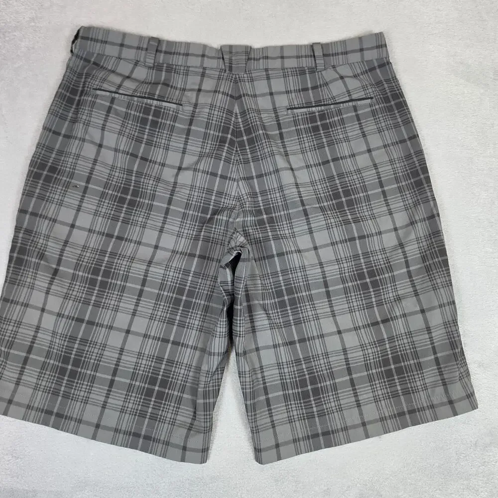 Nike Golf Dri-FIT Plaid Golf Shorts Men's Size 38 Gray Performance Flat Front